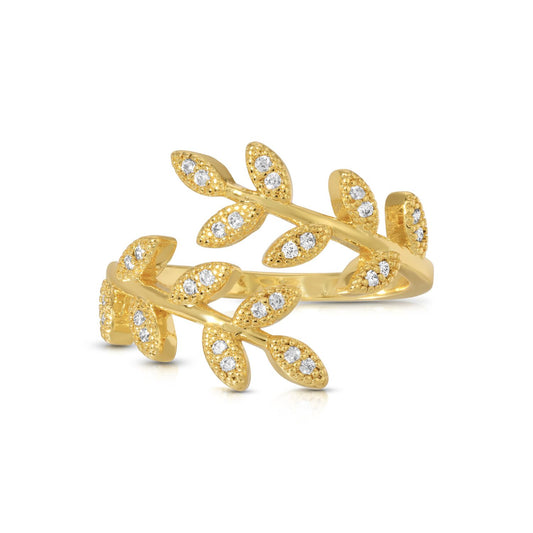 Pave Adjustable Leaf Ring