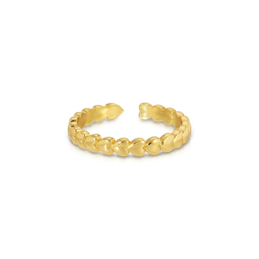Delicate Row of Hearts Adjustable Ring