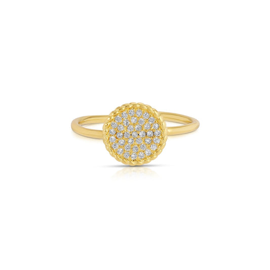 Pave Circle Delicate Adjustable Ring