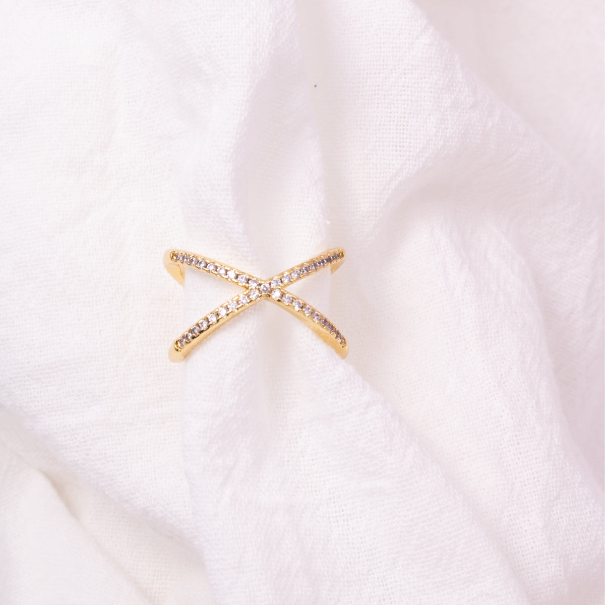 Large Pavé Criss Cross Adjustable Ring