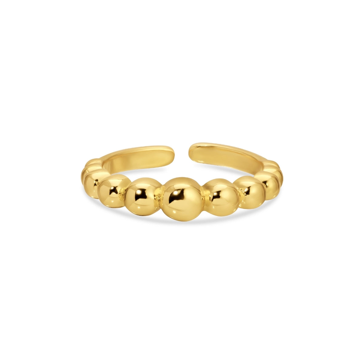 Gold beaded ring on a white background