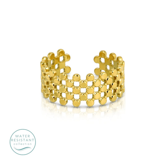 Wide Band Adjustable Statement Ring, Water-Resistant