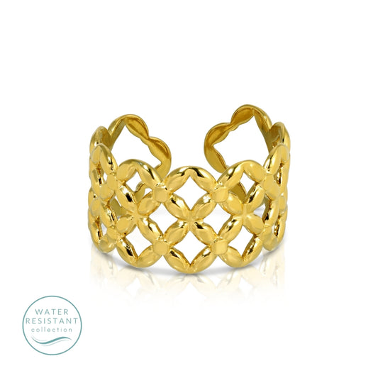 Quatrefoil Statement Ring, Water-Resistant