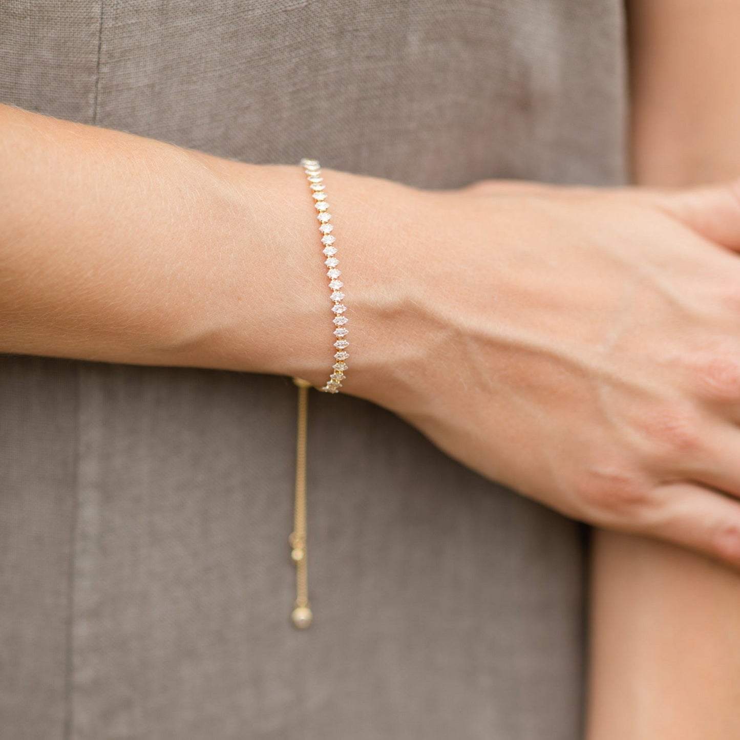 Pulley Tennis Bracelet With Narrow CZ