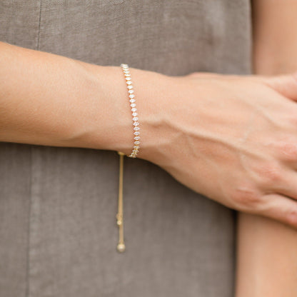 Pulley Tennis Bracelet With Narrow CZ