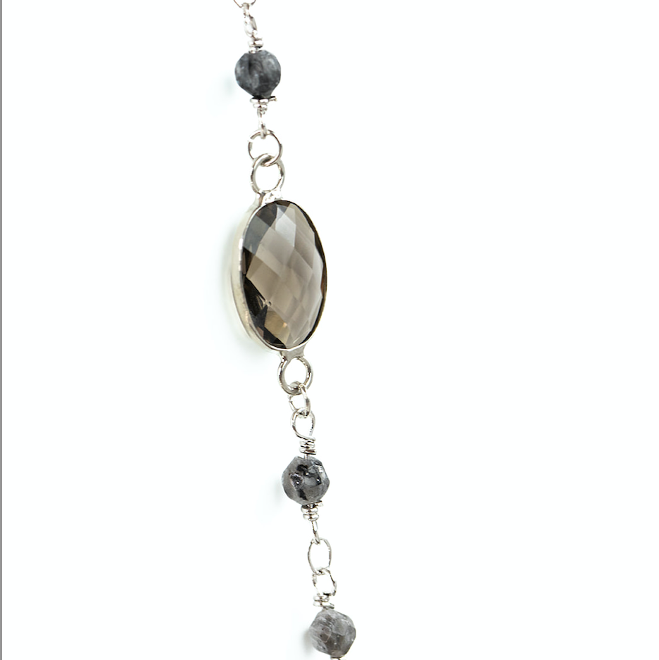 Long Stone and Crystal Necklace