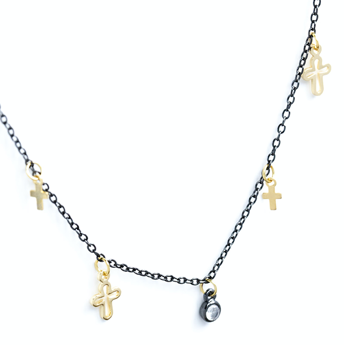 Delicate Cross 2-Tone Necklace