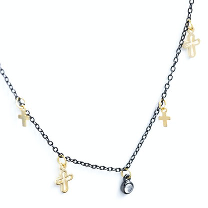 Delicate Cross 2-Tone Necklace