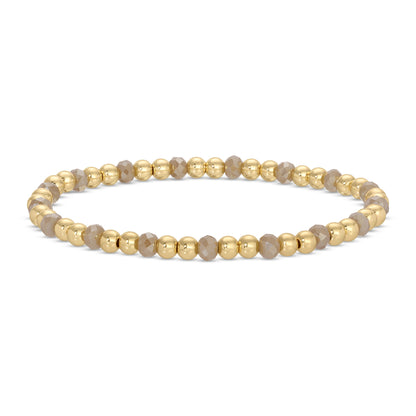 Set/12 4mm Bead & Crystal Stretch Bracelets