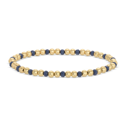 Set/12 4mm Bead & Crystal Stretch Bracelets