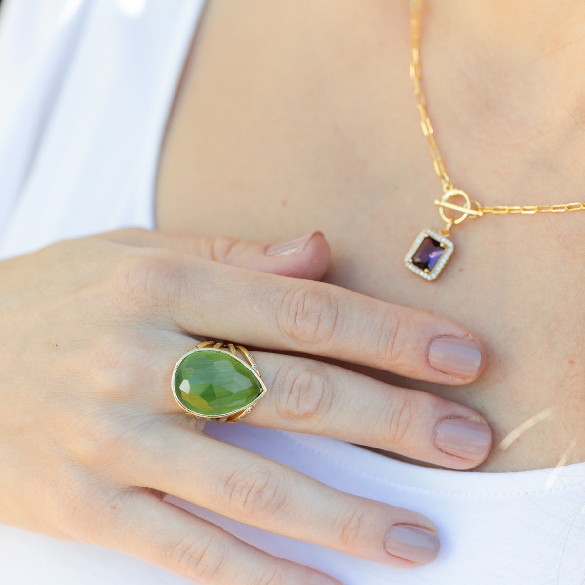 Boss Babe Stone Teardrop Ring