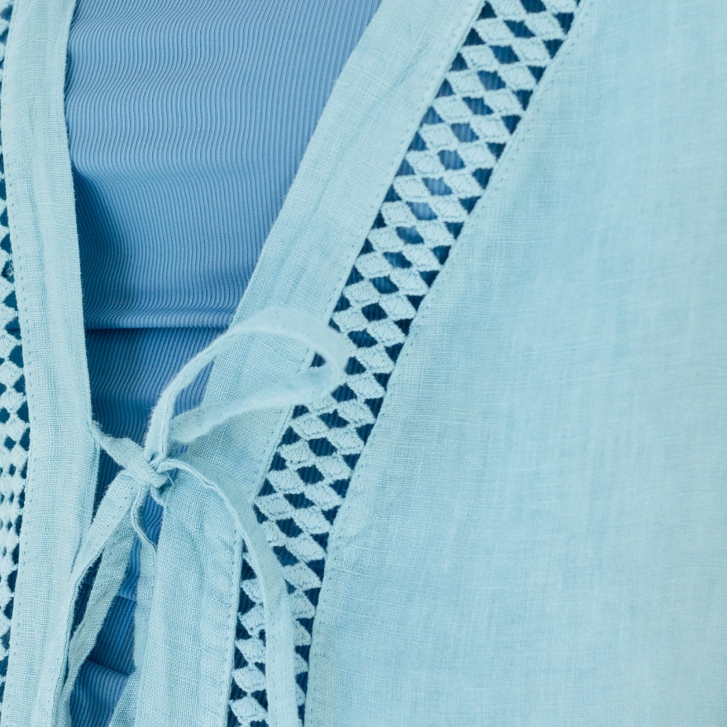 Linen Long Vest / Bathing Suit Cover-Up w/Single Tie