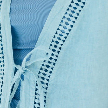 Linen Long Vest / Bathing Suit Cover-Up w/Single Tie