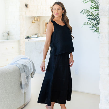 Linen Long Tiered Skirt
