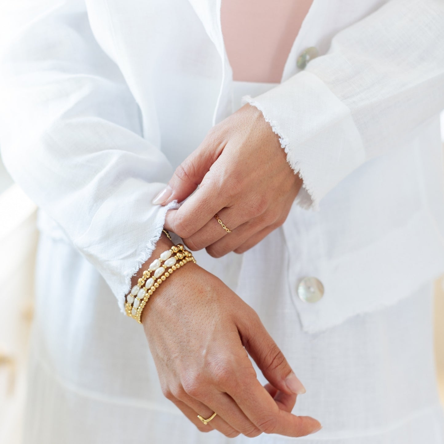 Linen Button Jacket|Top w/Fraying