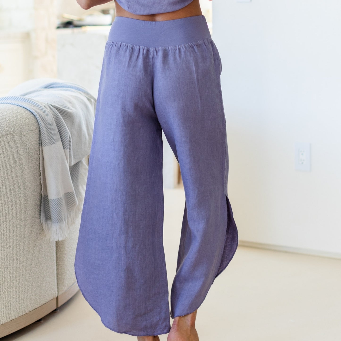 Linen Side Slit Pants