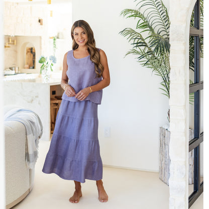 Linen Long Tiered Skirt