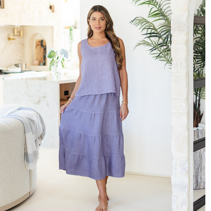 Linen Long Tiered Skirt