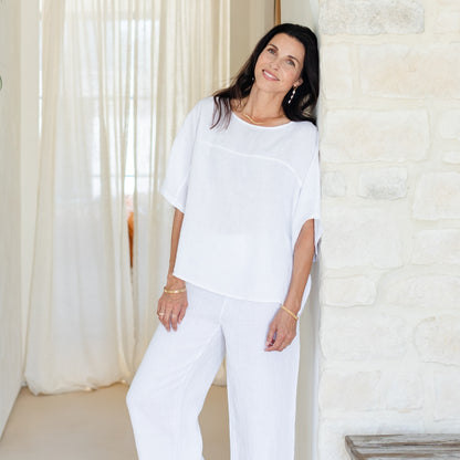 Linen Wide Mid Sleeve Top
