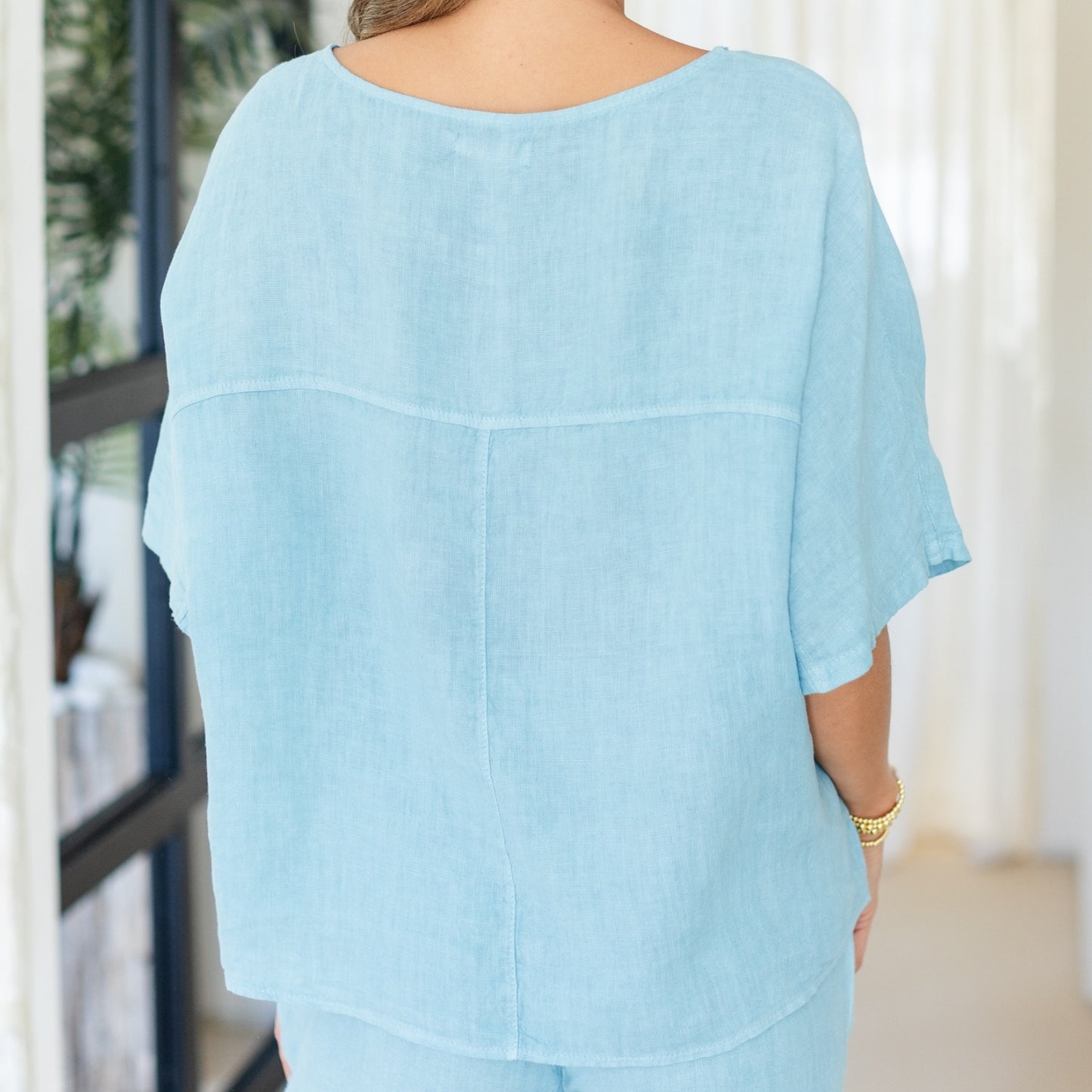 Linen Wide Mid Sleeve Top