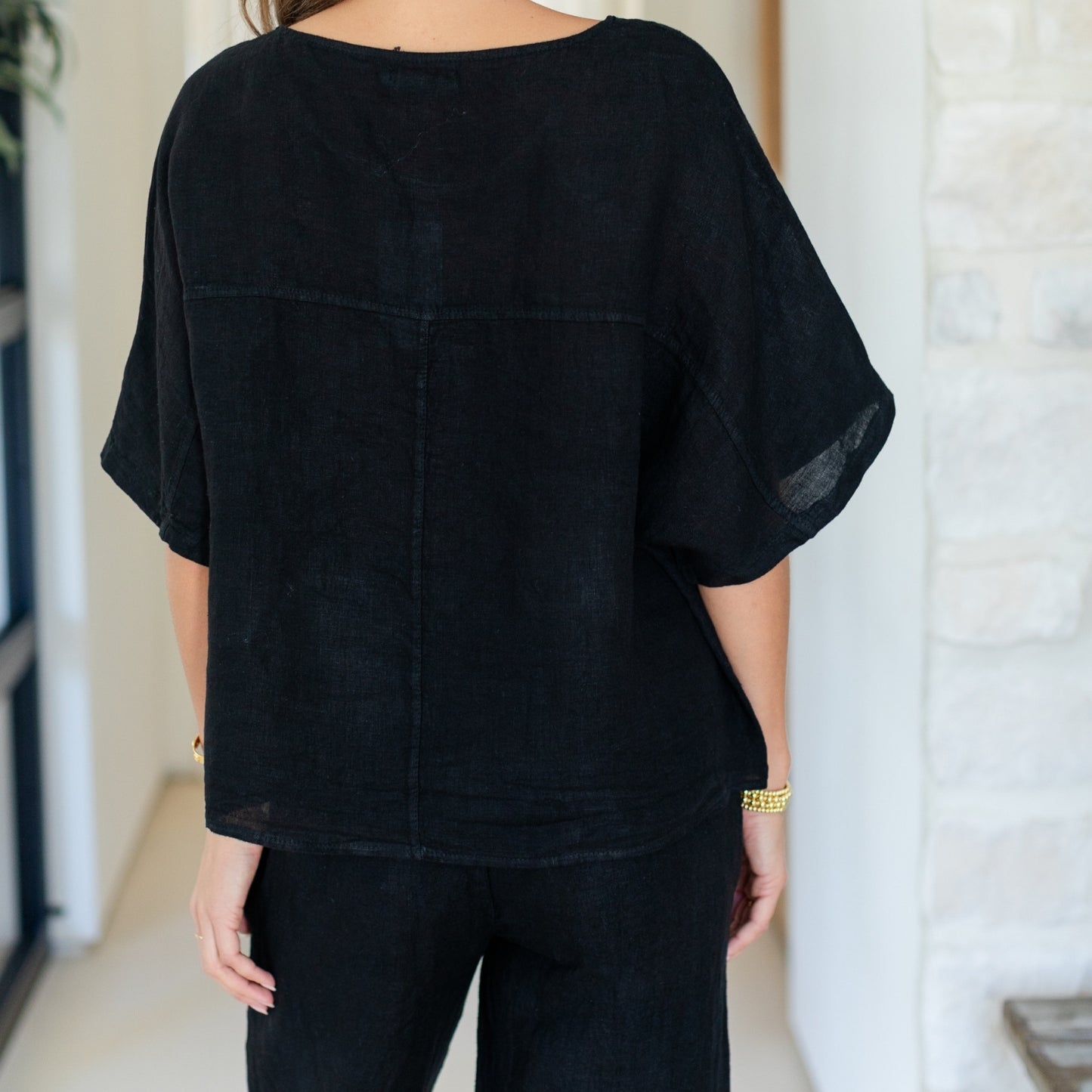 Linen Wide Mid Sleeve Top