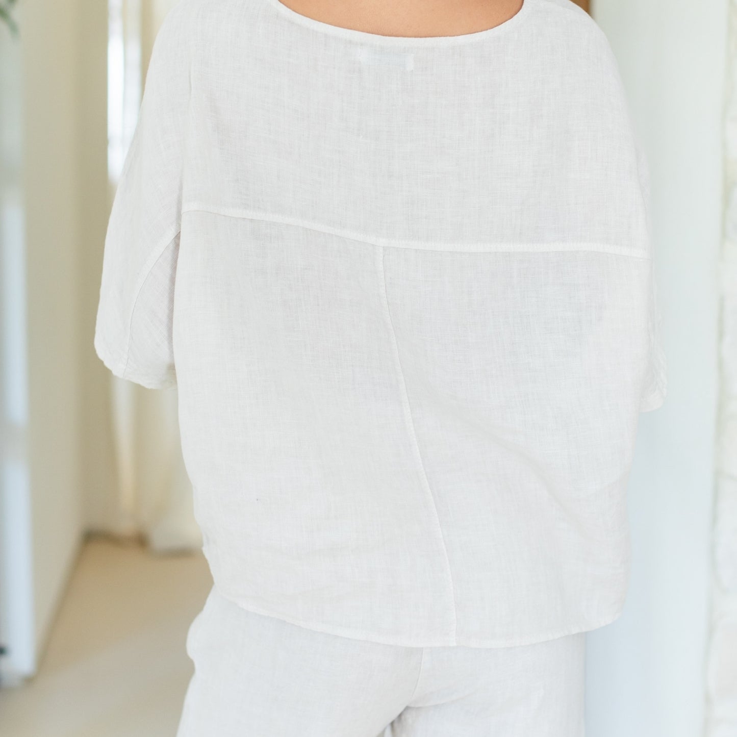 Linen Wide Mid Sleeve Top