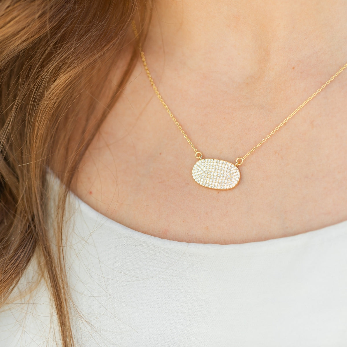 Unity Pave Oval Pendant Necklace