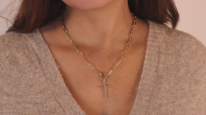 Cross Necklace with Toggle Closure