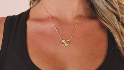 Pavé Cross & Heart Burst Pendant Necklace