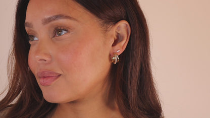 Glistening Triad Hoops with Pavé Accent