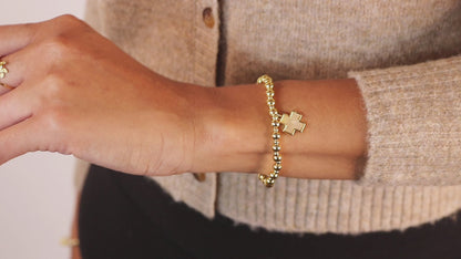 Beaded Cross Charm Bracelet
