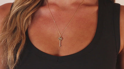 CZ & Quatrefoil Key Pendant Necklace