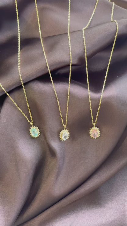 Timeless Oval Cubic Zirconia Halo Necklace