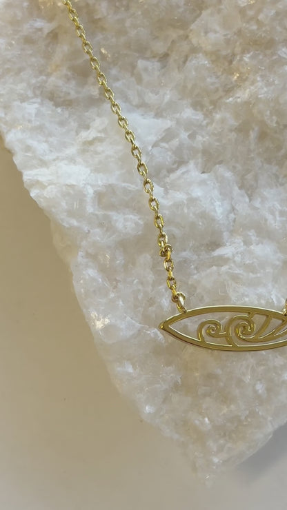 Minimalist Beach Wave Surfboard Necklace