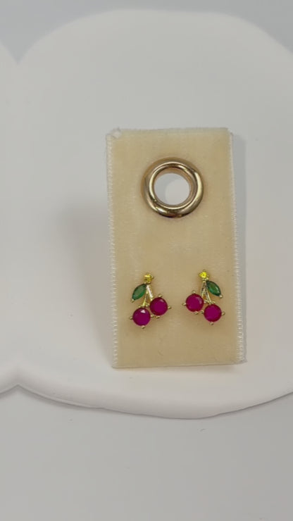 Cherry Studs on Velvet Gift Tag